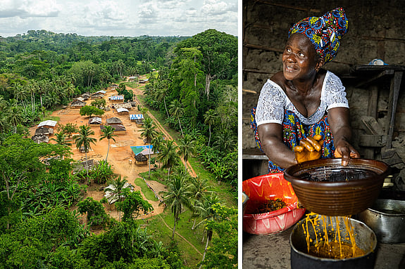 Emmon lagar mat hemma i sin by i Liberia.